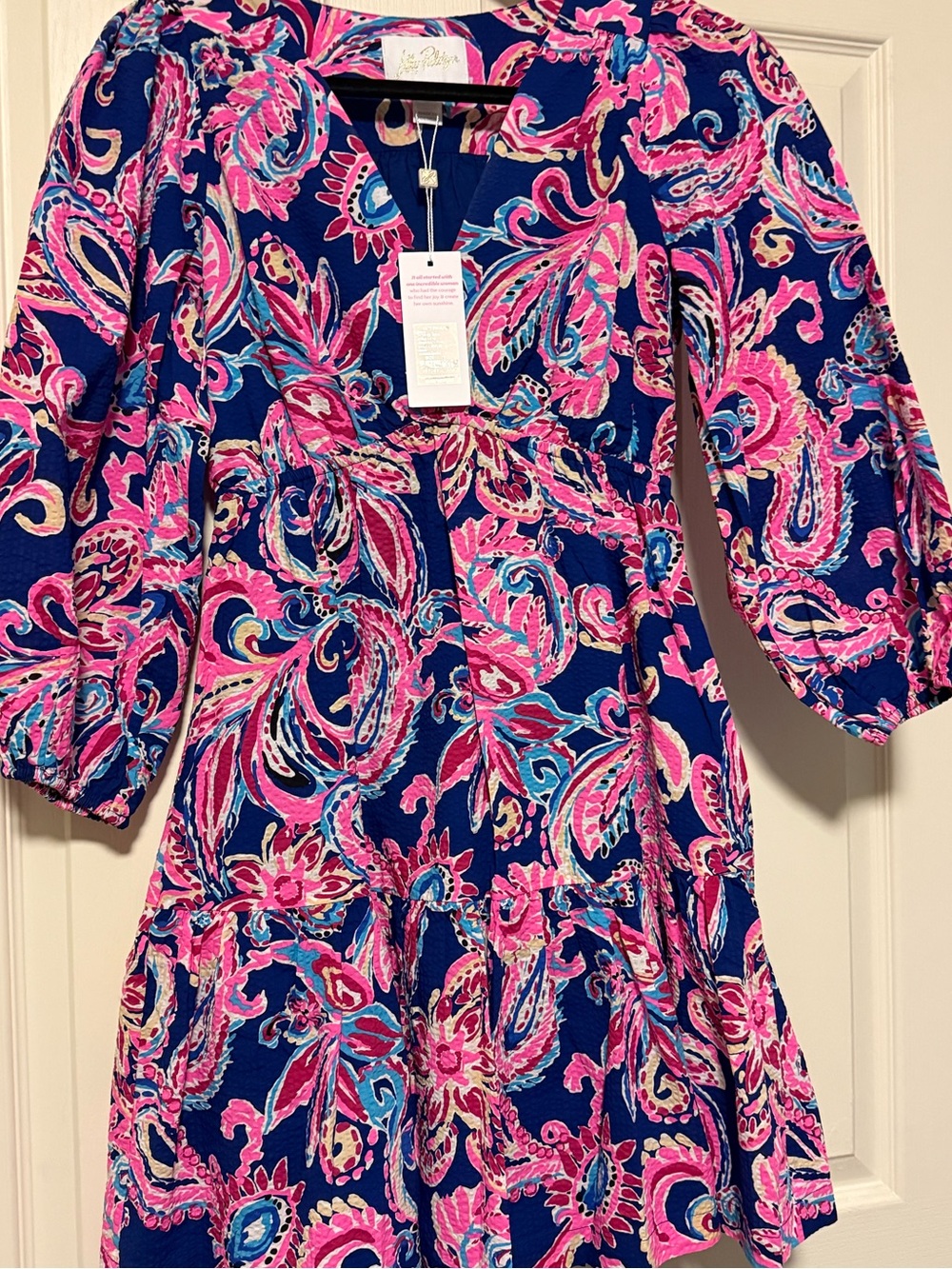 Lilly Pulitzer Navy Dress with Pink & Turquoise Paisley